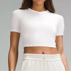 NEW Lululemon Hold Tight Straight Hem Cropped Tee in White Size 4 / XS